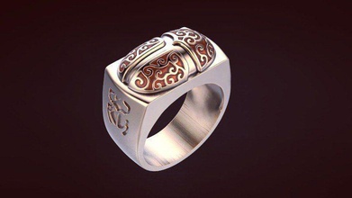 anello di 34 gioielli egipet scarabeo stampabile la sterlina argento gioiello diamanti anelli 3d print model - Mito3D