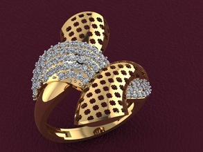 Ring 34 Gold Mode Schönheit Diamant Hochzeit Juwel Schmuck Ringe 3d print model - Mito3D