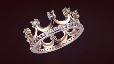 anello di 38 gioielli la corona re imperatore cavaliere medievale argento oro gemma stampabile anelli 3d print model - Mito3D