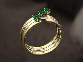 bague 3 diamants bijoux or de l'engagement le platine mariage un la réflexion d'argent brillant en diamant l'éclat mode beauté shining luxe les anneaux 3d print model - Mito3D