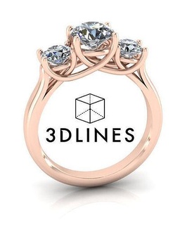 Ring 3 Steine Schmuck Design Kunst Gold Silber Diamant Ringe Juwel druckbar Luxus 3d print model - Mito3D