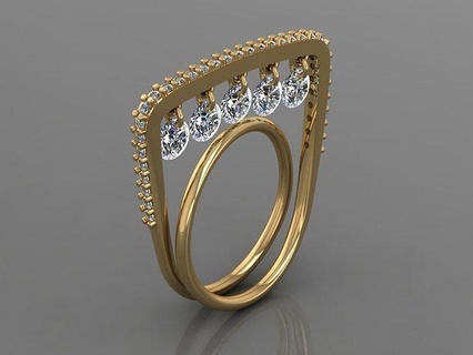 Ring 3d drucken Modell Schmuck Ringe Gold druckbar Diamant Silber Juwel Hochzeit Engagement Mode Ehe 3d print model - Mito3D