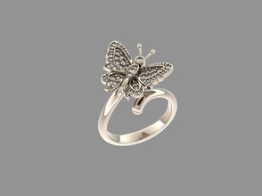 anillo 3d impresión modelo mariposa joyería joya lujo libra esterlina plata oro imprimible compromiso diamante Boda Moda belleza solitario esposas colgantes anillos 3d print model - Mito3D