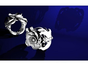 ring 3d yazıcı modeli sharon rosa takı yüzük rose sterling yazdırılabilir nişan mücevher elmas çiçek moda güzellik buket solitaire 3d print model - Mito3D