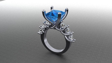ring 4 topaz engagement jewelry luxury platinum fashion rings 3d print model - Mito3D