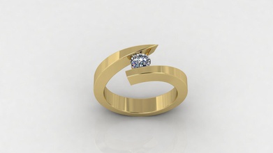 anel 4 ouro diamante in centro noivado newring onestonering joalheria jóias moda argolas prata 3dprint 3dmodel imprimível joias mulherjoias design 3d print model - Mito3D