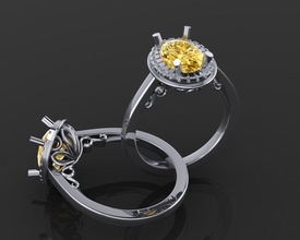 ring 47 jewelry luxury elegant seconlive gold halo wedding diamond earring bracelet necklaces pendant rhinoceros beauty fashion jewel rings french cut 3d print model - Mito3D