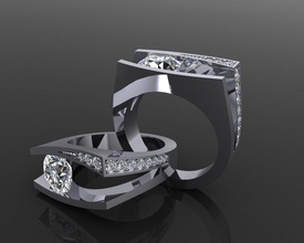 ring 48 jewelry luxury elegant seconlive gold halo wedding diamond earring bracelet necklaces pendant rhinoceros beauty fashion jewel rings french cut 3d print model - Mito3D
