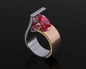 ring 51 jewelry luxury elegant seconlive gold halo wedding diamond earring bracelet necklaces pendant rhinoceros beauty fashion jewel rings french cut 3d print model - Mito3D