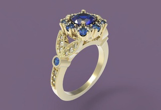 ring 52 jewelry 3d jewellry printable model gem diamond gold silver precious jewel rings 3d print model - Mito3D