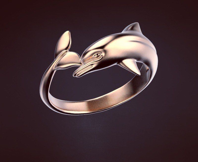 bague 57 dauphin repos mer argent océan frange bijoux anneaux 3D print model - Mito3D