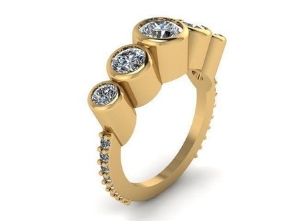 ring 5 gem jewelry gold luxury printable sterling 5gem precious calendar jewel brilliant diamond fashion beauty rings 3d print model - Mito3D