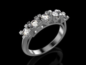 l'anneau 5 pierres bijoux d'impression 3dprinted imprimable les anneaux de la conception joyau or mode printabl l'impression d'autres le prototypage d'argent mariage 3d print model - Mito3D