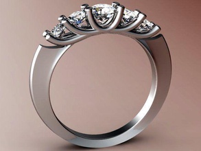ring 5gems jewelry jewellery diamond gems gold makerschallenge rings 3d print model - Mito3D