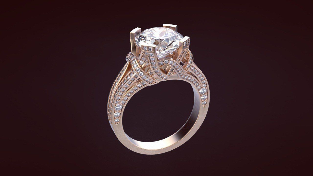 anillo 61 joya plata imprimible diamante boda roca joyería moda belleza rinoceronte libra esterlina piedra preciosa zafiro dama vestido anillos 3D print model - Mito3D