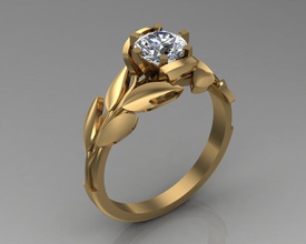 anillo de 6 oro imprimible la joyería flor hojas engagem diamante plata moda y belleza los anillos 3d print model - Mito3D