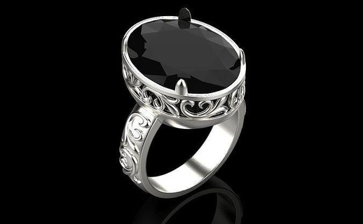 ring 6408 earring gold silver white diamond wedding engagement black stone jewelry shining pendant luxury accessory gem rings 3d print model - Mito3D