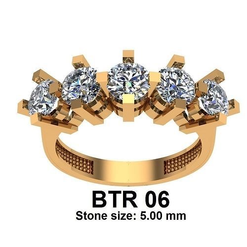 anillo 6 anillos joyería joya oro plata imprimible diamante Boda Moda enganchar collar compromiso pulsera libra esterlina arete 3D print model - Mito3D