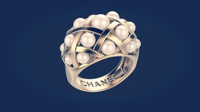 ring 65 chanel gold sterling printable gucci pearl jewel gem silver diamond jewelry rings 3d print model - Mito3D