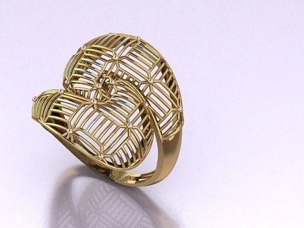 Ring 6 Schmuck Gold leuchtenden Feier Geschenk aufwendig druckbar Diamant Juwel Dekoration ausgeschnitten disjunkt Silber Ringe 3d print model - Mito3D