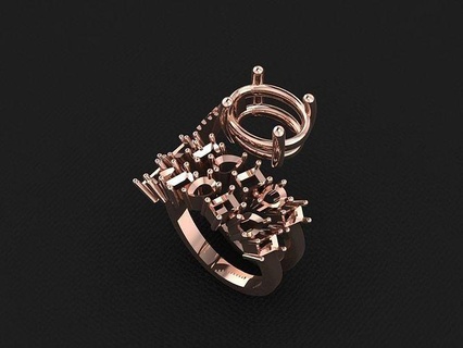 Ring 663 Gold Mode Schönheit Diamant Hochzeit Juwel Schmuck Anhänger Verlobungsring Ehe Platin druckbar Engagement Silber Feier Modering Ringe 3d print model - Mito3D