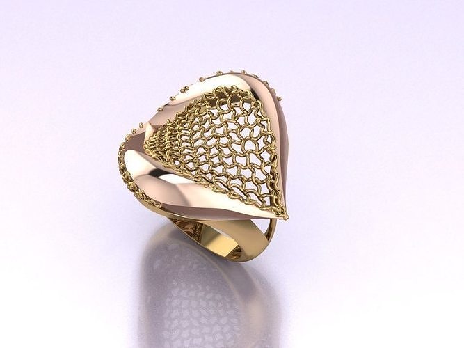 Ring 6 Herz geformt Gold Ringe Schmuck Silber Diamant Juwel Hochzeit Mode engagem brillant Engagement Sterling Schönheit Weiß Saphir 3D print model - Mito3D