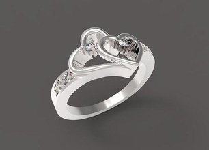 Ring 71 3d Schmuck druckbar Modell Gold Silber Juwel Diamant Herz gestalten Mode Luxus Ringe 3d print model - Mito3D