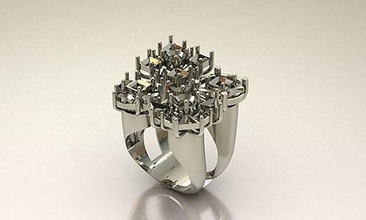 bague 7 bijoux acier métallique or imprimable argent gemme mode anneaux Traduction 3d print model - Mito3D