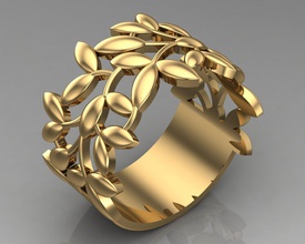 ring 7 jewelry printable gold silver fashion leaves floral rings 3d print model - Mito3D
