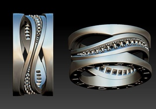 ring 75 brend jewelry gem beta jewellery printable rings 3d print model - Mito3D