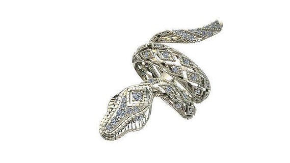 ring 76 snake diamond wedding jewellery printable jewelry rings 3d print model - Mito3D