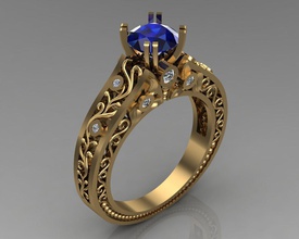 anello 8 gioielli stampabile oro floreale di diamanti argento anelli 3d print model - Mito3D