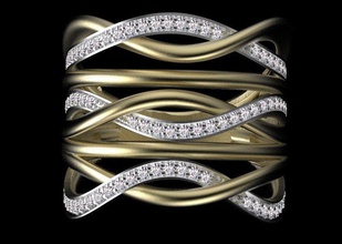 anel de 9 jóias super ouro prata diamantes pedra anéis 3d print model - Mito3D