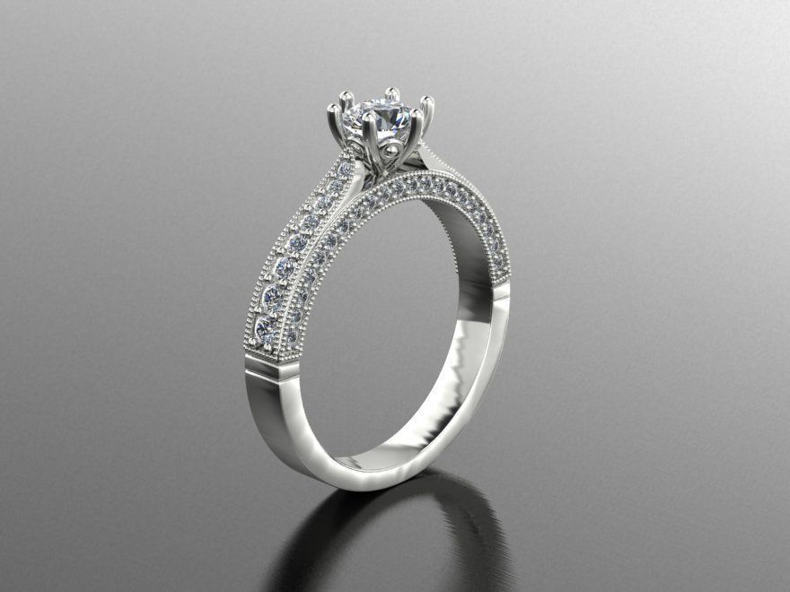 ring 9 diamond engagement gold stones finger holiday white jewelry rings 3D print model - Mito3D