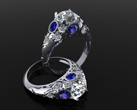 squillare 9 zaffiro diamante fidanzamento gioielleria lusso elegante gemma oro argento nozze orecchino braccialetto collane pendente rinoceronte accessorio bellezza moda design gioiello anelli 3d print model - Mito3D