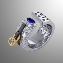anneau ak 2 bijoux de l'anneau joyau brillant les anneaux bague en diamant origine femmes mode luxe or 3d imprimable accessoire d'argent le 3d print model - Mito3D