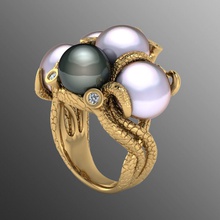 ring ak 9 jewelry silver gold jewel jewellery fashion diamond pearl 3d modern printable unusual rings 3d print model - Mito3D