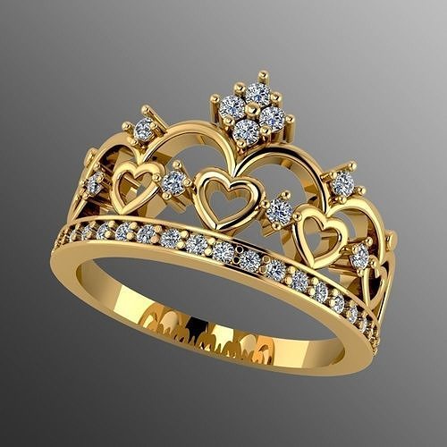 ring akr 11 rings jewelry gold silver diamond jewel jewellery printable fashion brilliant crown gem 3D print model - Mito3D