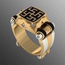 bague akr 16 or bijoux luxe anneaux sceau 3d imprimable moderne diamant hommes 3d print model - Mito3D