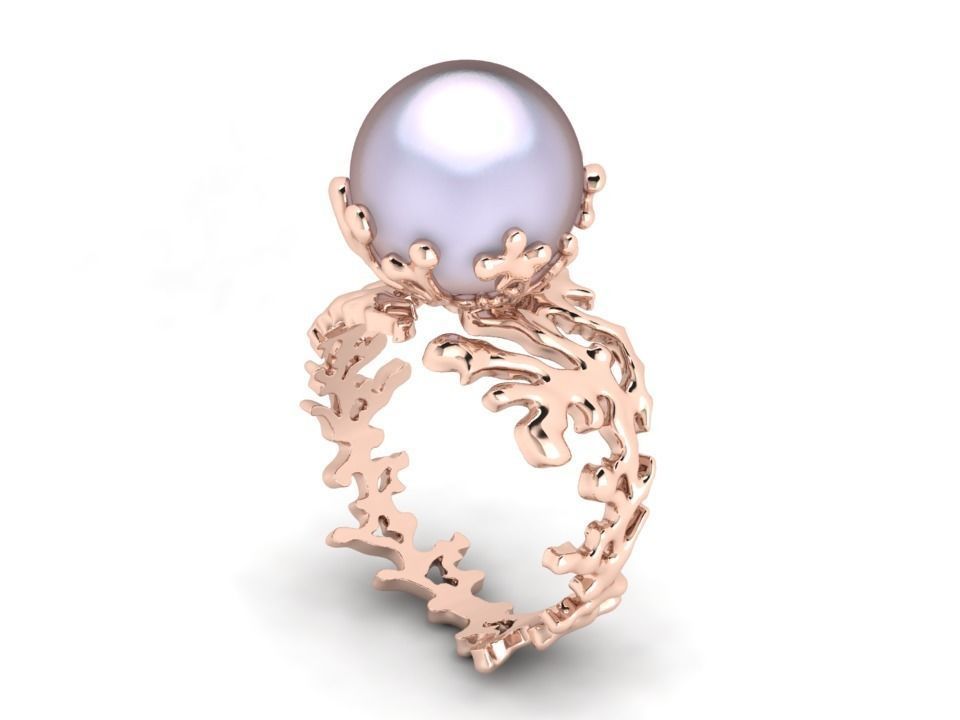 ring akr 33 jewelry precious treasure silver jewel printable pearl 3d rings luxury fashion shining 3D print model - Mito3D