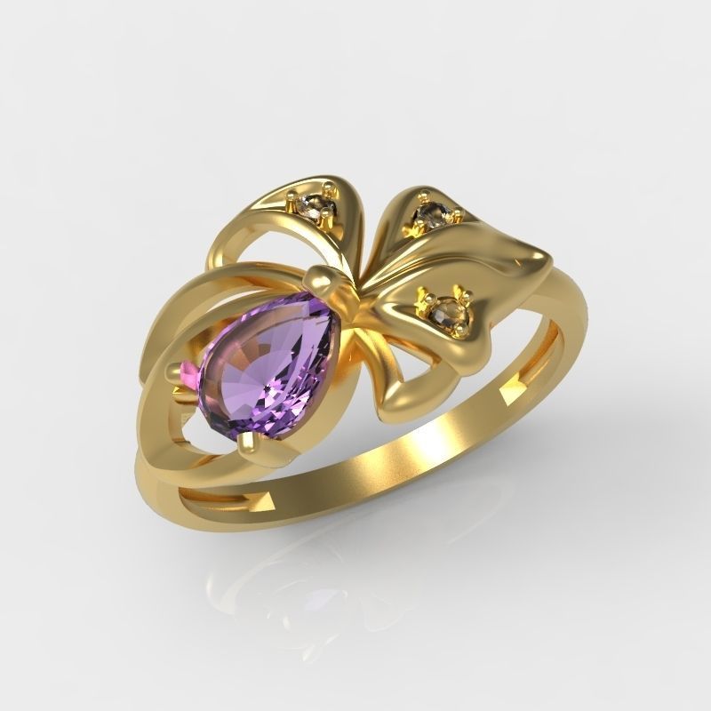 el anillo de amatista pera diamantes la joyería oro platino gem plata brillante lujo belleza diamante compromiso precioso imprimible ruby zafiro sterling diseño los anillos 3D print model - Mito3D