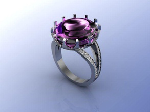 anel ametrina oval joalheria diamante beleza jóia prata ouro jóias acessório argolas moda roupa noivado gema pedra preciosa luxo imprimível platina brilhante 3d print model - Mito3D