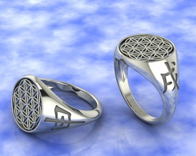 anello amuleto fiore di vita gioielli oro la decorazione simbolo anelli 3d print model - Mito3D