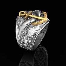 anillo de anclaje la joyería oro moda imprimible plata el ancla mar tiburón los peces marinero anillos 3d print model - Mito3D