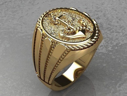 ring anchor men symbol horse eagle luxury design jewel silver gold printable fashion technology jewelry rings boat ship industrial watercraft 3d print model - Mito3D