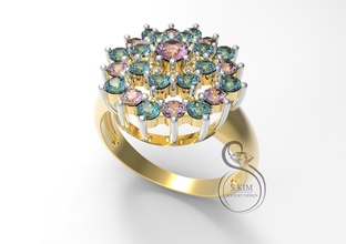 anello ang orecchini gioielli flowerring ringflower gemma gemme ringgem roundring gioiello argento stampabile regalo forma brillante oro di compleanno diamanti preziosi isolate anelli 3d print model - Mito3D