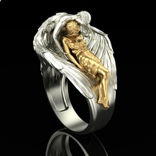 ring angel sleeping jewelry silver printable jewellery jewel sterling gold fashion beauty sleep gem print cherub cherubim rings 3d print model - Mito3D
