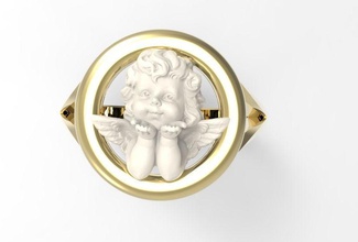 ring my angel stl 3d print model baby children childrendiamonds diamond diamonds gem gems gemstone gold jewel jewellery jewelry jewels rings gift silver platinum angels 3d print model - Mito3D