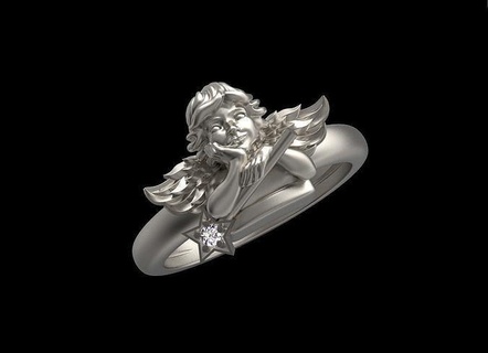 ring angel star saint jewelry gold silver boy bird wings rings 3d print model - Mito3D