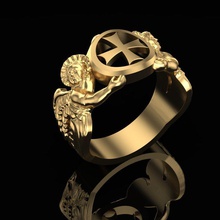 ring angels jewelry gold silver cross holy st saint sacred jewel gem jeweler goldsmith jeweller fashion angel rings 3d print model - Mito3D